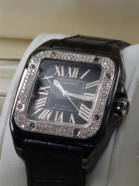 cartier santos 100 black edition|cartier santos 100 diamond.